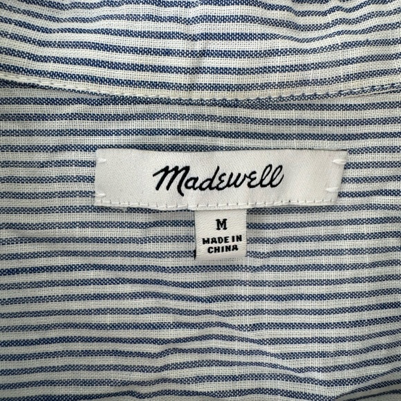 Madewell Light Blue and White Striped Cropped Shirt - Picture 3 of 3